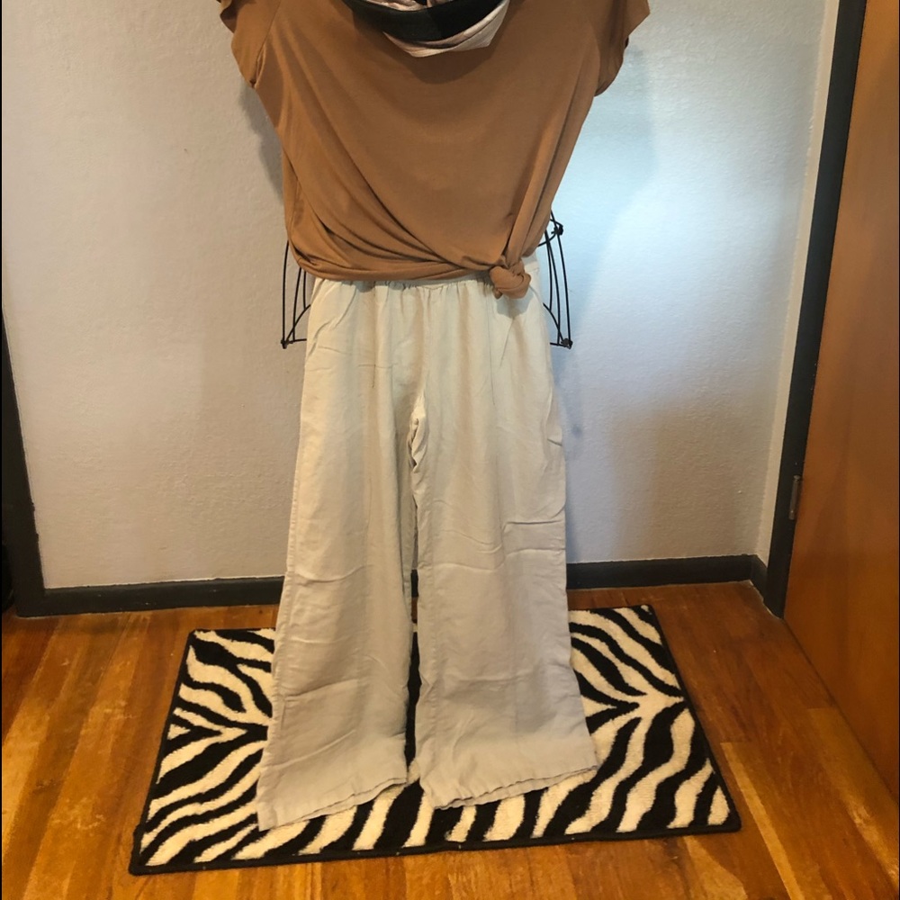 Khaki linen lounge pants